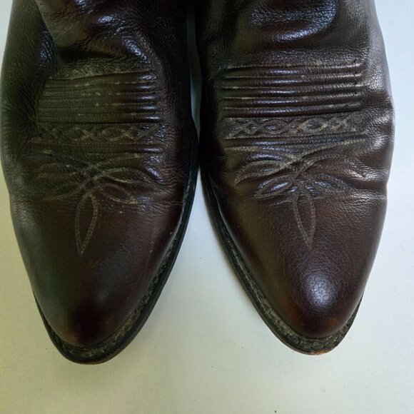 Dan Post Milwaukee Dark Cherry Burgundy Leather Embroidered Cowboy Boots Size 10 - Picture 6 of 9
